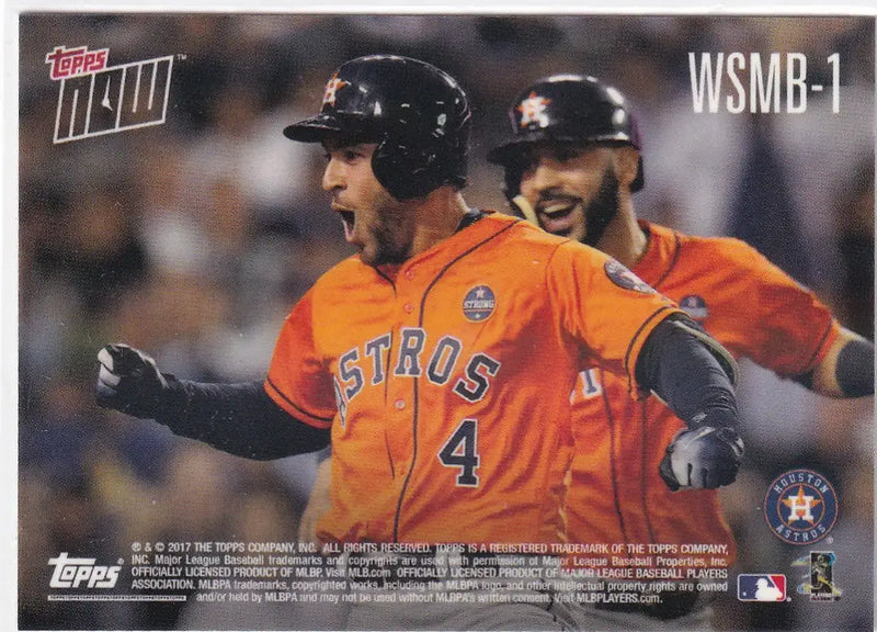 2017 TOPPS NOW WORLD SERIES MOMENT BONUS #WSMB-1 GEROGE SPRINGER- HOUSTON ASTROS - Baseball Card Single