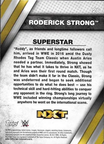 2017 Topps NXT #26 Roderick Strong NM-MT ID:3423 - Other