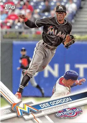 2017 Topps Opening Day #181 Dee Gordon baseball card with original gloss from Marlins