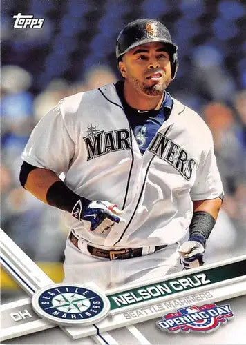 Original gloss baseball card featuring Nelson Cruz from 2017 Topps Opening Day Mariners