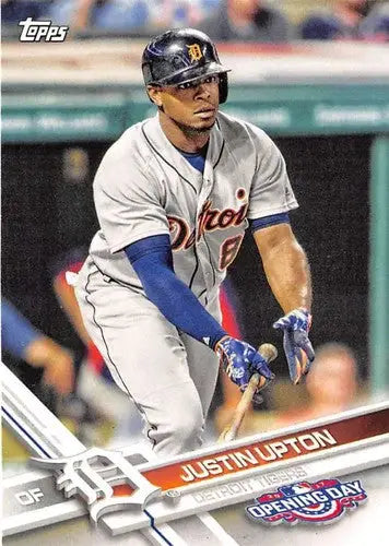 Original gloss baseball card of Justin Upton from 2017 Topps Opening Day Tigers