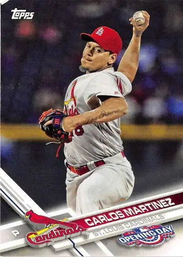 Original gloss baseball card of Carlos Martinez from 2017 Topps Opening Day series