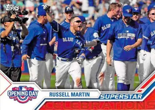 Russell Martin baseball card featuring original gloss from 2017 Topps Opening Day set