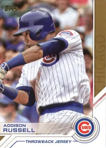 Addison Russell baseball card from Topps Salute featuring original gloss in 2017 Cubs series