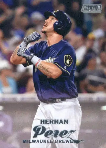 Original gloss of Hernan Perez baseball card from Topps Stadium Club 2017 Brewers