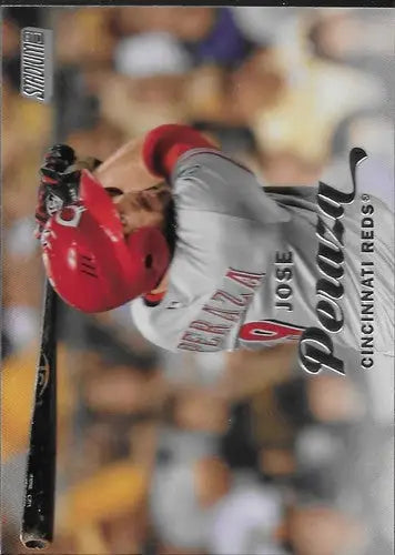Original gloss baseball card from Topps Stadium Club featuring Jose Peraza Reds