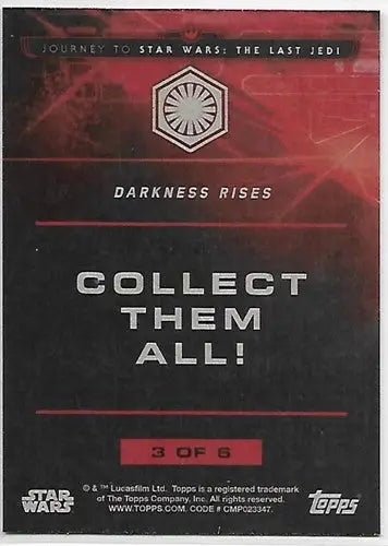 2017 Topps Star Wars Journey to The Last Jedi Darkness Rises #3 Praetor ID:27923 - Star Wars Card Single