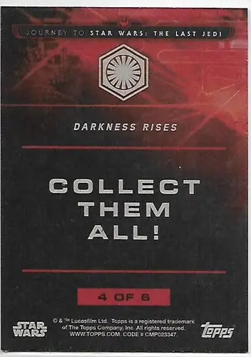 2017 Topps Star Wars Journey to The Last Jedi Darkness Rises #4 The Fir ID:27918 - Star Wars Card Single