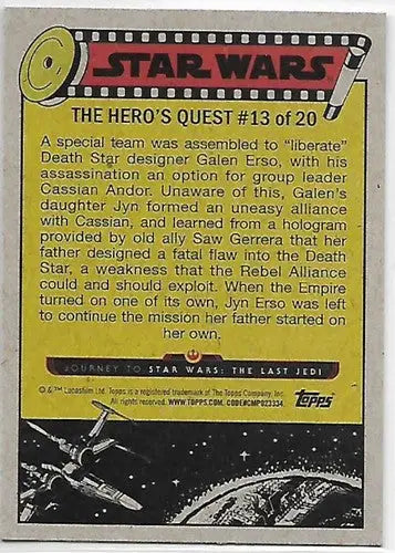 2017 Topps Star Wars Journey to The Last Jedi Silver Starfield #63 Find ID:28065 - Star Wars Card Single