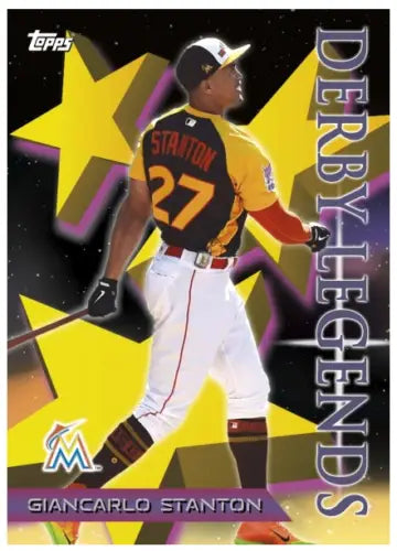 Baseball trading card of Giancarlo Stanton in Miami Marlins uniform Topps TBT Derby Legends