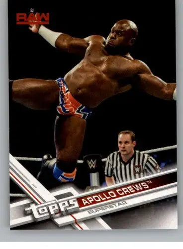 Apollo Crews wrestling trading card with original gloss from 2017 Topps Then Now Forever