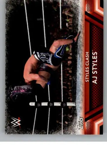 AJ Styles WWE Topps trading card showcasing signature moves and forever finishers