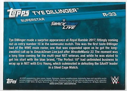 2017 Topps Then Now Forever Roster Updates #R-33 Tye Dillinger NM-MT ID:6264 - Baseball Card Single