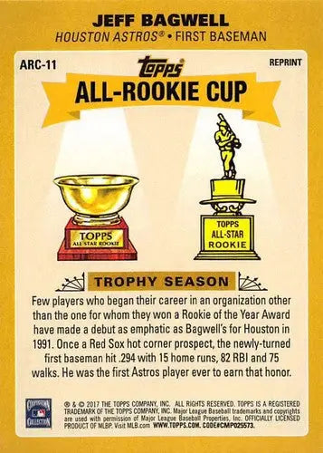 2017 Topps Update All-Rookie Cup #ARC-11 Jeff Bagwell NM-MT Astros ID:5896 - Baseball Card Single