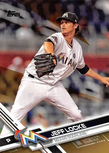Jeff Locke baseball card from 2017 Topps Update Gold series in NM-MT condition