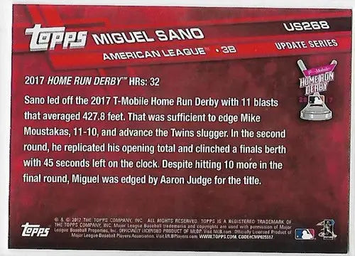 2017 Topps Update Rainbow Foil #US268 Miguel Sano NM-MT Twins ID:5879 - Baseball Card Single