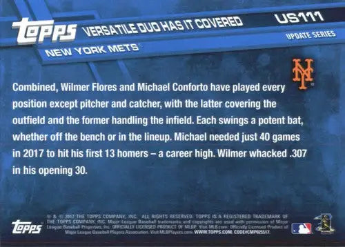 2017 Topps Update #US111 MEAT OF THE METS NM-MT Mets ID:5749 - Baseball Card Single