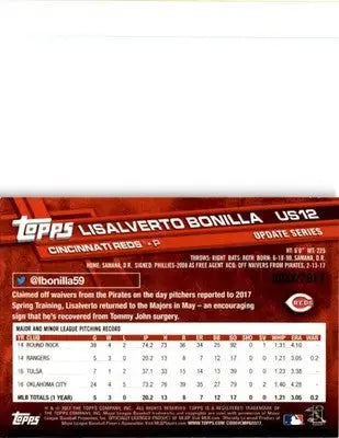 2017 Topps Update #US12 Lisalverto Bonilla Gold #/2017 - Baseball Card Single