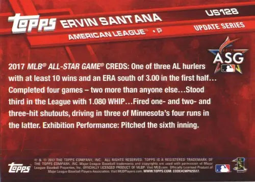 2017 Topps Update #US128 Ervin Santana NM-MT Twins ID:5759 - Baseball Card Single