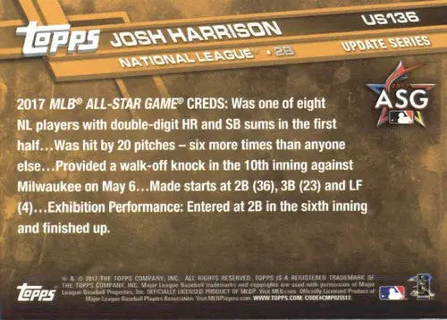 2017 Topps Update #US136 Josh Harrison NM-MT Pirates ID:3554 - Baseball Card Single