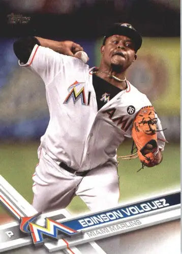2017 Topps Update US163 Edinson Volquez Marlins baseball card for collection