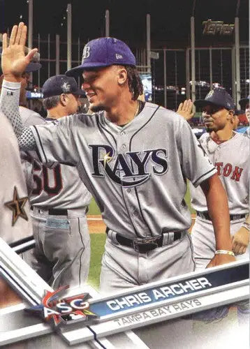 Original gloss US17 Chris Archer baseball card from 2017 Topps Update featuring Rays