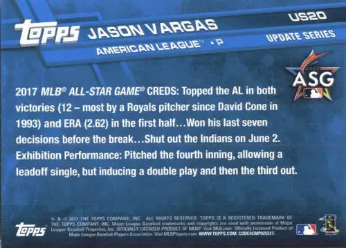 2017 Topps Update #US20 Jason Vargas NM-MT Royals ID:5688 - Baseball Card Single