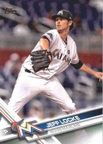 2017 Topps Update Jeff Locke baseball card with original gloss NM-MT Marlins ID 5824