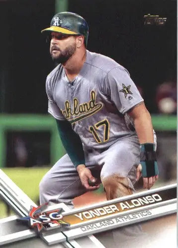 Original gloss Yonder Alonso baseball card from 2017 Topps Update US245 NM-MT Athletics