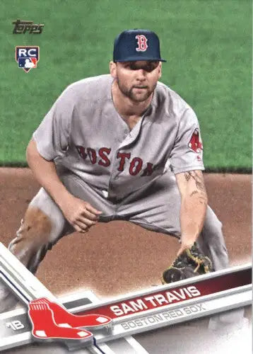 2017 Topps Update US289 Sam Travis rookie Red Sox baseball card with original gloss