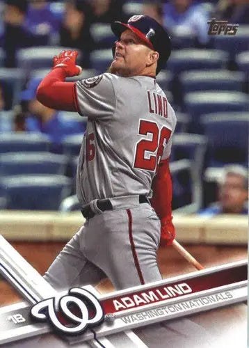 2017 Topps Update US36 Adam Lind baseball card featuring Nationals player in mint condition