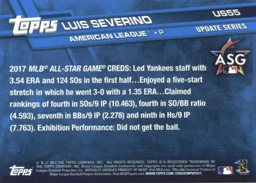 2017 Topps Update #US55 Luis Severino NM-MT Yankees ID:5709 - Baseball Card Single