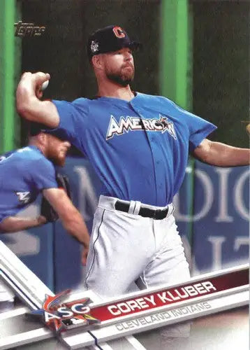2017 Topps Update US64 Corey Kluber baseball card with original gloss featuring Indians