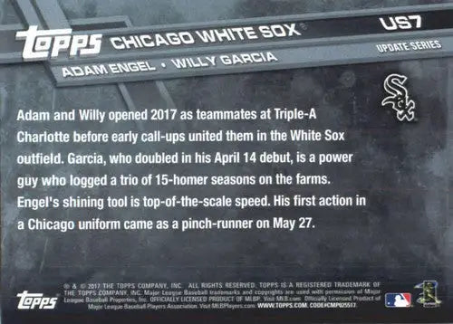 2017 Topps Update #US7 Willy Garcia/Adam Engel NM-MT RC Rookie White Sox - Baseball Card Single