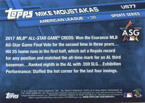 2017 Topps Update #US77 Mike Moustakas NM-MT Royals ID:5725 - Baseball Card Single