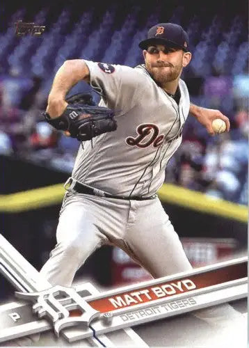 Original gloss US82 Matt Boyd baseball card from 2017 Topps Update Tigers NM-MT