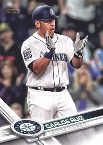 Original gloss US83 Carlos Ruiz baseball card from Topps Update 2017 NM-MT Mariners