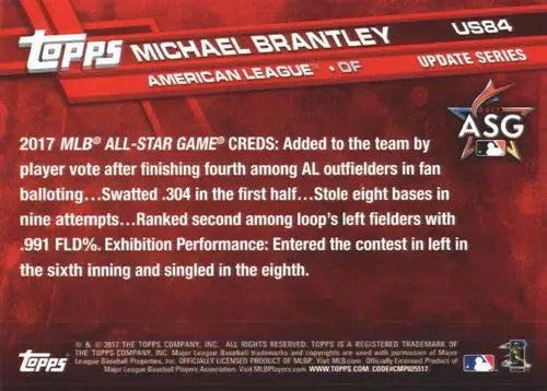 2017 Topps Update #US84 Michael Brantley NM-MT Indians ID:5728 - Baseball Card Single