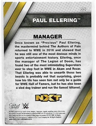 2017 Topps WWE NXT Bronze #38 Paul Ellering NM-MT ID:3585 - Wrestling Card Single