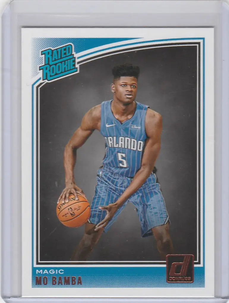 Basketball trading card of Mo Bamba from the Orlando Magic team, 2018-19 Donruss