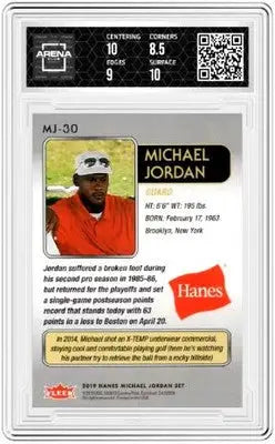Graded Fleer Hanes MJ Michael Jordan trading card from 2018-19 Basketball Arena Club