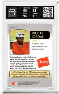 Graded Fleer Hanes MJ Michael Jordan trading card from 2018-19 Basketball Arena Club