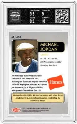 Graded Hanes MJ Michael Jordan Fleer Hanes Arena Club trading card 9.5