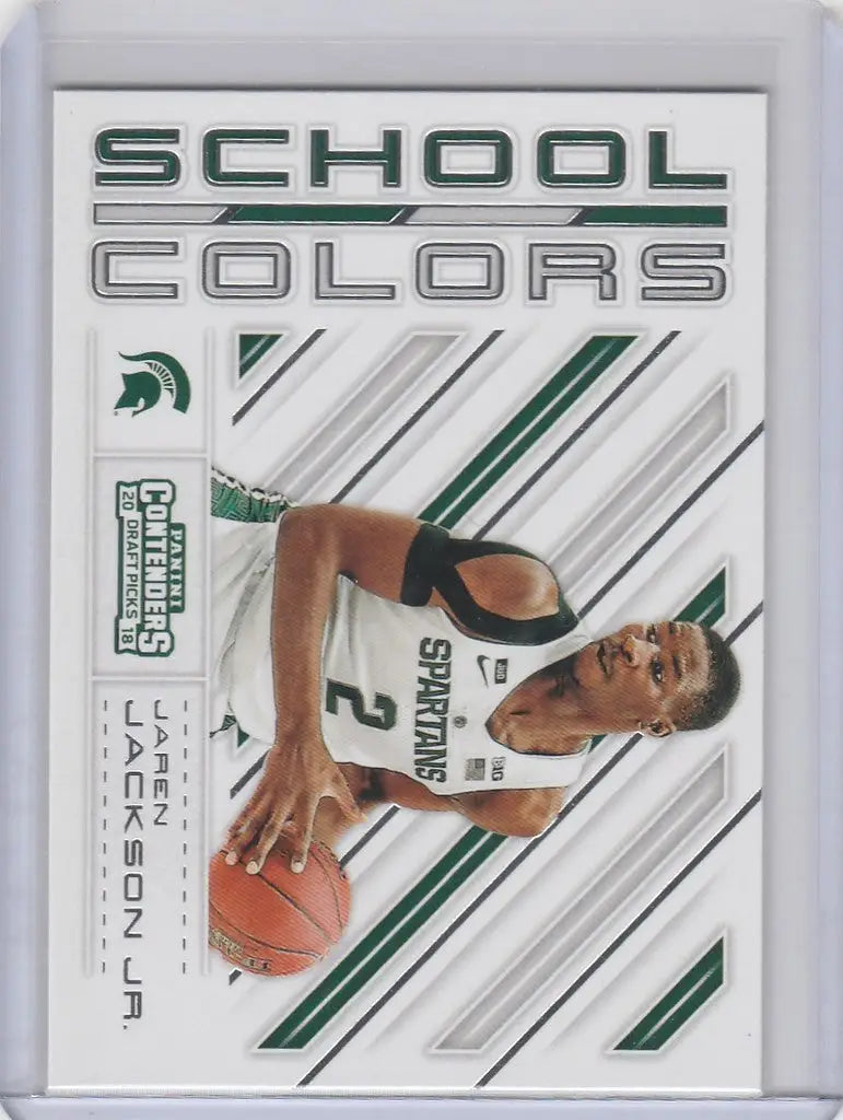 Basketball trading card of Jaren Jackson in Michigan State School Colors jersey