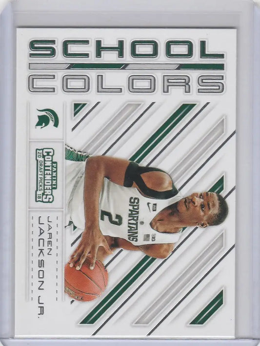 Basketball trading card of Jaren Jackson in Michigan State School Colors jersey