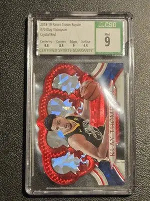 2018-19 Panini Crown Royale #70 Klay Thompson Crystal Red CSG 9 #/49 - Basketball Card Single