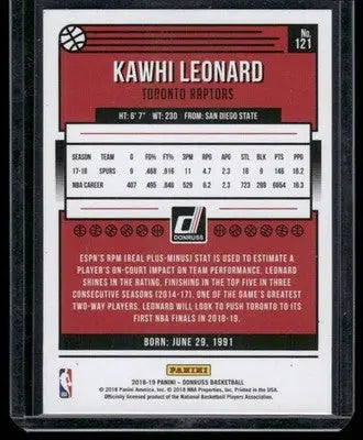 2018-19 Panini Donruss Kawhi Leonard #121 Orange Basketball