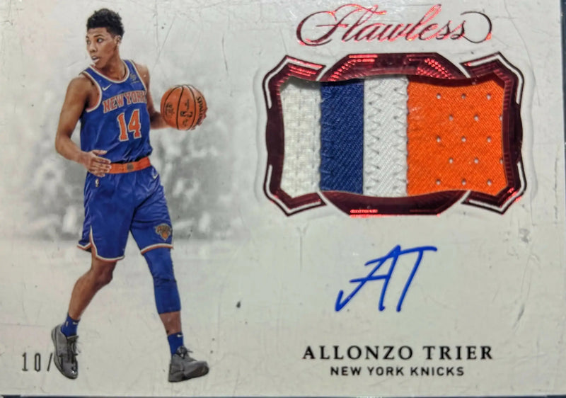 2018-19 PANINI FLAWLESS RUBY SSP 4 COLOR PATCH AUTO 10/15 ALLONZO TRIER NY KNICKS SSP - Basketball Card Single
