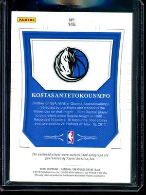 2018-19 Panini National Treasures Kostas Antetokounmpo #146 27/99 RC Basketball - Basketball Card Single