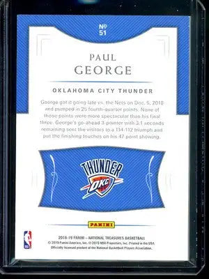 2018-19 Panini National Treasures Paul George #51 75/99 Basketball - Basketball Card Single
